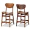 Baxton Studio Katya Mid-Century Modern Walnut Brown Finished Wood 2-Piece Counter Stool Set 183-11640-Zoro - alternate 1